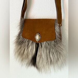 Handmade Genuine Leather & Fur Sporran Scottish Kilt Bag Purse